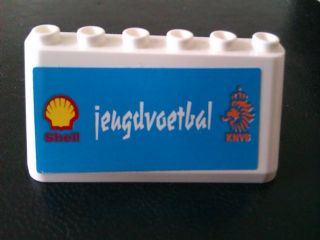 Windscreen 2 x 6 x 2 with Shell and 'jeugdvoetbal' on Medium Blue Background Pattern (Sticker) - Set 880002-2 (in Combination with Sets 3308 / 3309)