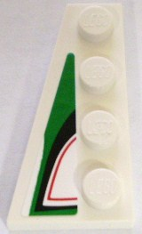 Wedge, Plate 4 x 2 Left with Angled Red, Black and Green Pattern (Sticker) - Set 8898