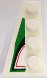 Wedge, Plate 4 x 2 Left with Angled Red, Black and Green Pattern (Sticker) - Set 8898