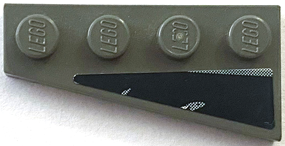 Wedge, Plate 4 x 2 Left with Dark Blue and Gray Swirl Pattern (Sticker) - Set 8161