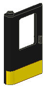 Door 1 x 4 x 5 Train Left, Thin Support at Bottom with Yellow Stripe Pattern