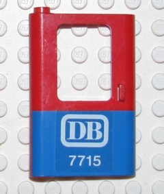 Door 1 x 4 x 5 Train Left, Thin Support at Bottom with Blue Bottom Half and 'DB 7715' Pattern (Sticker) - Set 7715