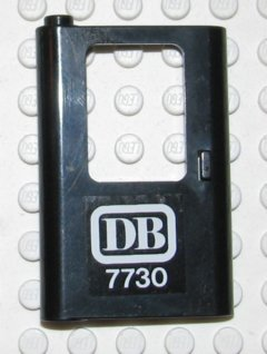 Door 1 x 4 x 5 Train Left, Thin Support at Bottom with White 'DB 7730' Pattern (Sticker) - Set 7730