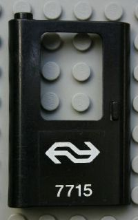 Door 1 x 4 x 5 Train Left, Thin Support at Bottom with Dutch NS '7715' Pattern (Sticker) - Set 7715