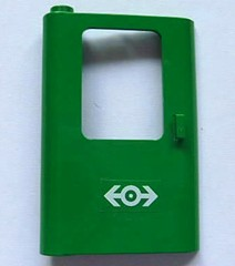 Door 1 x 4 x 5 Train Left, Thin Support at Bottom with White Train Logo Pattern (Sticker) - Set 4552