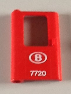 Door 1 x 4 x 5 Train Left, Thin Support at Bottom with White 'B 7720' Pattern (Sticker) - Set 7720