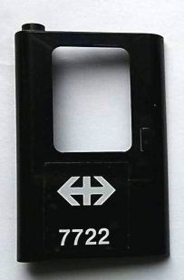 Door 1 x 4 x 5 Train Left, Thin Support at Bottom with White Double Arrow (Swiss Federal Railways) and '7722' Pattern (Sticker) - Set 7722