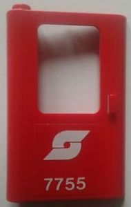 Door 1 x 4 x 5 Train Left, Thin Support at Bottom with Austrian Railways Logo and '7755' Pattern (Sticker) - Set 7755