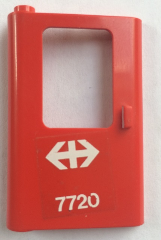 Door 1 x 4 x 5 Train Left, Thin Support at Bottom with White Double Arrow (Swiss Federal Railways) and '7720' Pattern (Sticker) - Set 7720