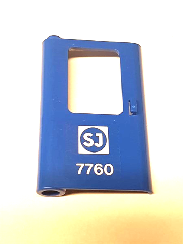 Door 1 x 4 x 5 Train Left, Thin Support at Bottom with Swedish Train Logo and '7760' Pattern (Sticker) - Set 7760