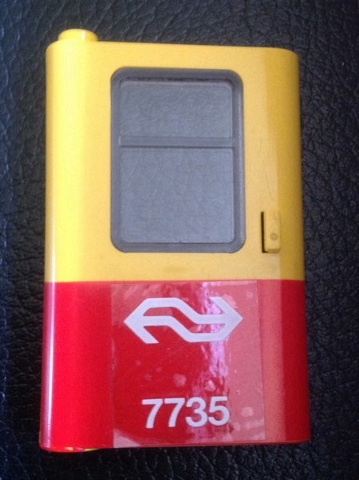 Door 1 x 4 x 5 Train Left, Thin Support at Bottom with Red Bottom Half and White Dutch NS '7735' Pattern (Sticker) - Set 7735