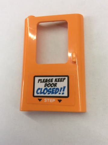 Door 1 x 4 x 5 Train Left, Thin Support at Bottom with 'PLEASE KEEP DOOR CLOSED!!' and 'STEP' Pattern (Sticker) - Set 60195