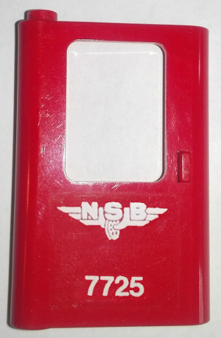 Door 1 x 4 x 5 Train Left, Thin Support at Bottom with White 'NSB 7725' Pattern (Sticker) - Set 7725