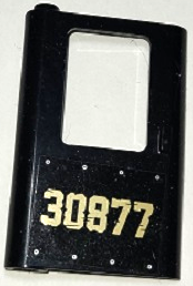Door 1 x 4 x 5 Train Left, Thin Support at Bottom with Gold '30877' and Rivets Pattern (Sticker) - Set 70424