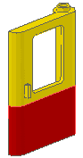 Door 1 x 4 x 5 Train Right, Thin Support at Bottom with Red Bottom Half Pattern