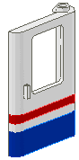 Door 1 x 4 x 5 Train Right, Thin Support at Bottom with Red/Blue Stripe Pattern
