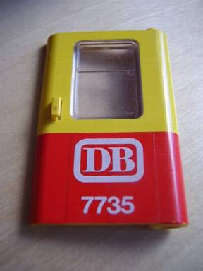 Door 1 x 4 x 5 Train Right, Thin Support at Bottom with Red Bottom Half and 'DB 7735' Pattern (Sticker) - Set 7735