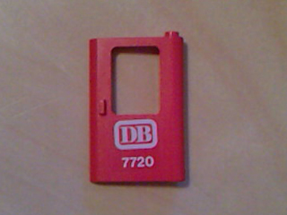 Door 1 x 4 x 5 Train Right, Thin Support at Bottom with White 'DB 7720' Pattern (Sticker) - Set 7720