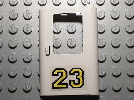 Door 1 x 4 x 5 Train Right, Thin Support at Bottom with Yellow '23' Pattern (Sticker) - Set 5550