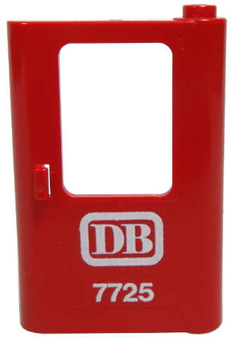 Door 1 x 4 x 5 Train Right, Thin Support at Bottom with White 'DB 7725' Pattern (Sticker) - Set 7725