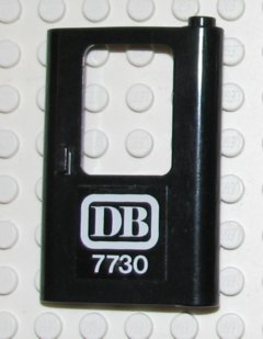 Door 1 x 4 x 5 Train Right, Thin Support at Bottom with White 'DB 7730' Pattern (Sticker) - Set 7730