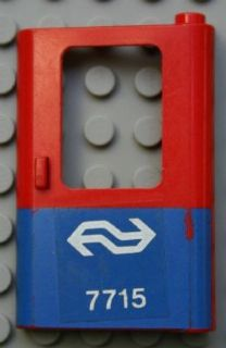 Door 1 x 4 x 5 Train Right, Thin Support at Bottom with Blue Bottom Half and Dutch NS '7715' Pattern (Sticker) - Set 7715
