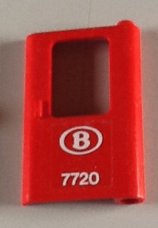 Door 1 x 4 x 5 Train Right, Thin Support at Bottom with White 'B 7720' Pattern (Sticker) - Set 7720