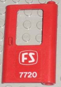 Door 1 x 4 x 5 Train Right, Thin Support at Bottom with White 'FS 7720' Pattern (Sticker) - Set 7720