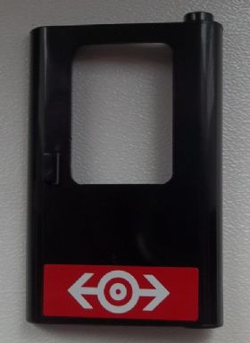 Door 1 x 4 x 5 Train Right, Thin Support at Bottom with Train Logo White on Red Background Pattern (Sticker) - Set 60026