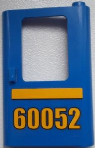 Door 1 x 4 x 5 Train Right, Thin Support at Bottom with Bright Light Orange Stripe and '60052' Pattern (Sticker) - Set 60052