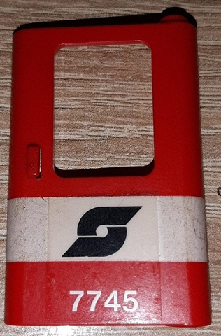 Door 1 x 4 x 5 Train Right, Thin Support at Bottom with White Stripe and Austrian Railways Logo and '7745' Pattern (Sticker) - Set 7745
