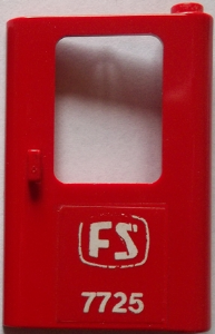 Door 1 x 4 x 5 Train Right, Thin Support at Bottom with White 'FS 7725' Pattern (Sticker) - Set 7725