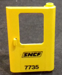 Door 1 x 4 x 5 Train Right, Thin Support at Bottom with Black 'SNCF 7735' Pattern (Sticker) - Set 7735