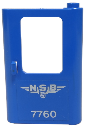 Door 1 x 4 x 5 Train Right, Thin Support at Bottom with Norwegian 'NSB 7760' Pattern (Sticker) - Set 7760