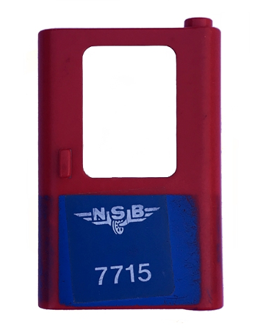 Door 1 x 4 x 5 Train Right, Thin Support at Bottom with Blue Bottom Half and Norwegian 'NSB 7715' Pattern (Sticker) - Set 7715