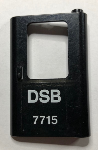 Door 1 x 4 x 5 Train Right, Thin Support at Bottom with 'DSB 7715' Pattern (Sticker) - Set 7715