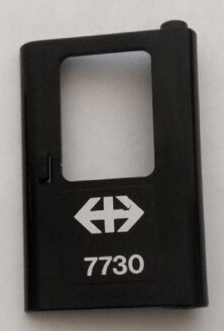 Door 1 x 4 x 5 Train Right, Thin Support at Bottom with White Double Arrow (Swiss Federal Railways) and '7730' Pattern (Sticker) - Set 7730