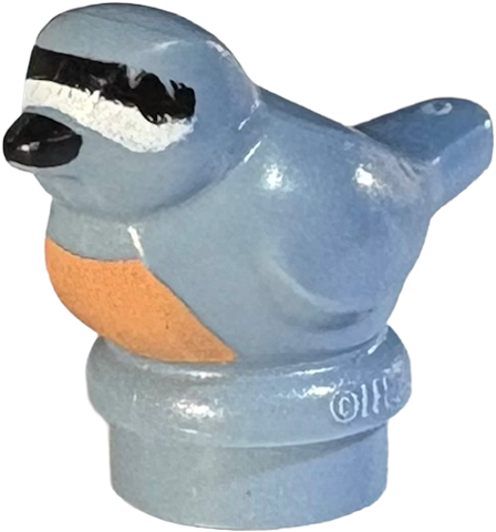 Bird, Small with Black Eyes, Beak and Forehead Stripe, White Face and Nougat Chest Pattern