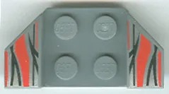 Vehicle, Mudguard 2 x 4 with Flared Wings with Silver Flame Tips and Red Stripes Pattern