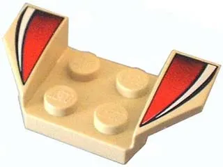 Vehicle, Mudguard 2 x 4 with Flared Wings with White Curved Stripes and Red to Black Fades Pattern