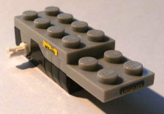 Pullback Motor 6 x 2 x 1 1/3 with Black Base and White Wheels Holder Pins (Motor 1) with 'LR52-89' on Front / Back, 'NES-001' on Sides Pattern (Stickers) - Set 4299