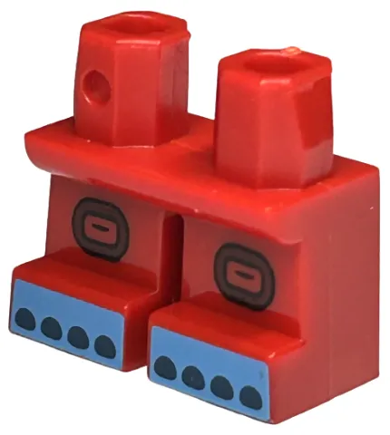 Legs Short with Dark Red Oval Knee Pads, Medium Blue Feet and Dark Blue Toes Pattern