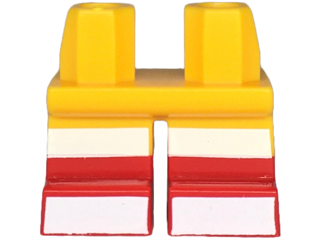 Legs Short with Molded Red Lower Legs / Boots and Printed White Stripes on Legs and Feet Pattern