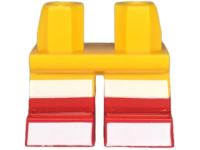 Legs Short with Molded Red Lower Legs / Boots and Printed White Stripes on Legs and Feet Pattern