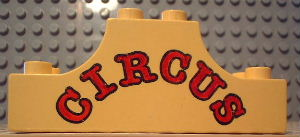 Duplo, Brick 2 x 6 x 2 Arch Inverted Double with 'CIRCUS' Pattern