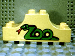 Duplo, Brick 2 x 6 x 2 Arch Inverted Double with Snake in Shape of 'Zoo' Pattern