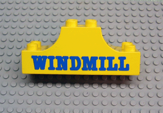 Duplo, Brick 2 x 6 x 2 Arch Inverted Double with Blue 'WINDMILL' Pattern