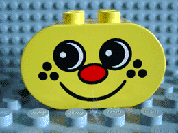 Duplo, Brick 2 x 4 x 2 Rounded Ends with Freckle Face Pattern