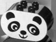 Duplo, Brick 2 x 4 x 2 Rounded Ends with Panda Face Type 2 (plain) Pattern