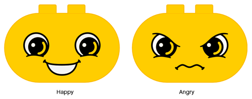 Duplo, Brick 2 x 4 x 2 Rounded Ends with Faces Happy/Angry Pattern